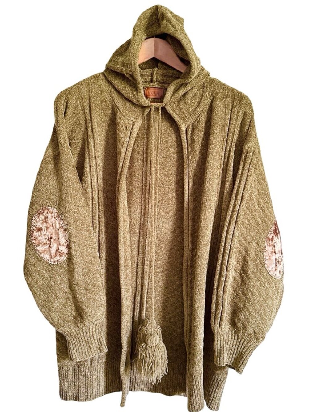 POL Oversized Chenille Hooded Cardigan Forest Fairy Cloak Pixie Granola Witchy S